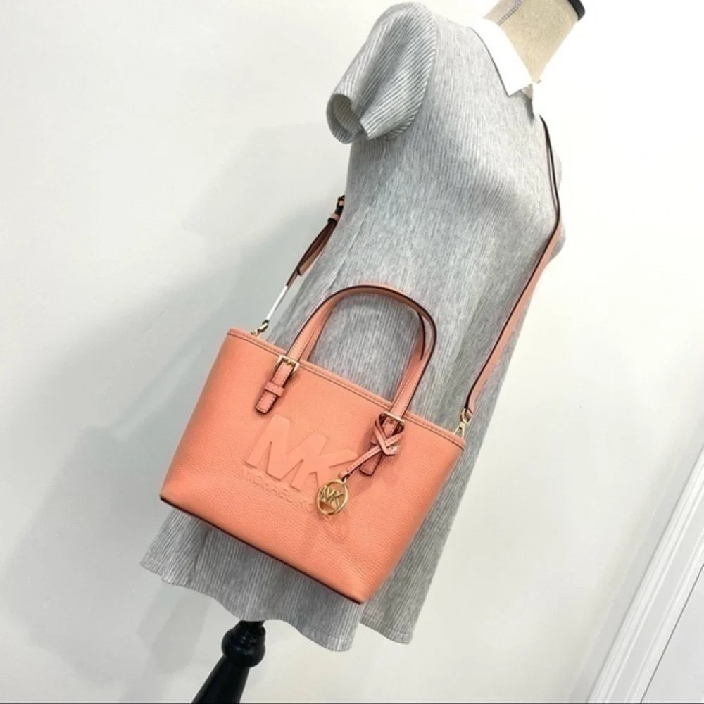 Michael Kors XS Satchel Crossbody Tote Bag Logo Embossed Top Zip Designer Purse